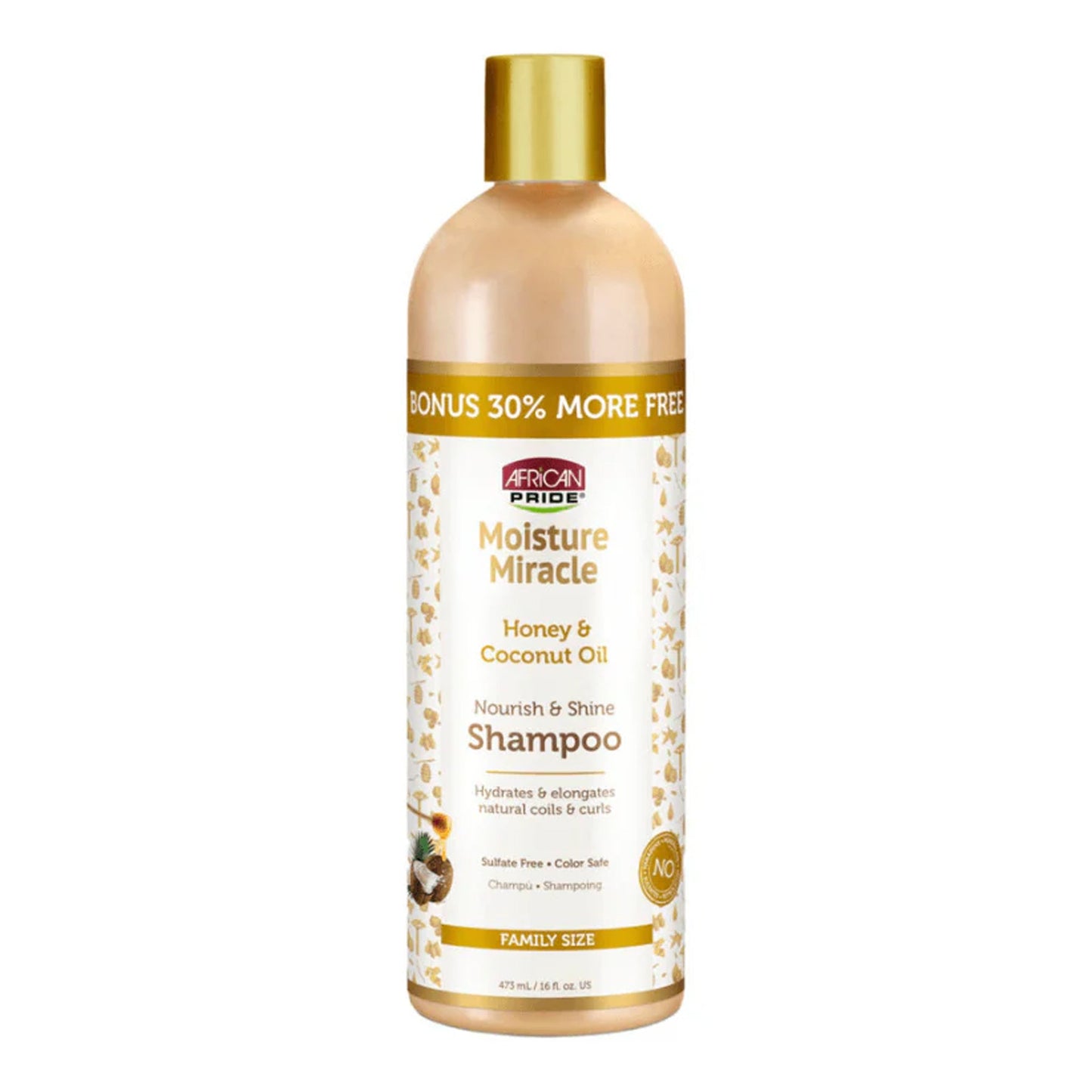 African Pride - Moisture Miracle Honey & Coconut Oil Nourish & Shine Shampoo - 473ml