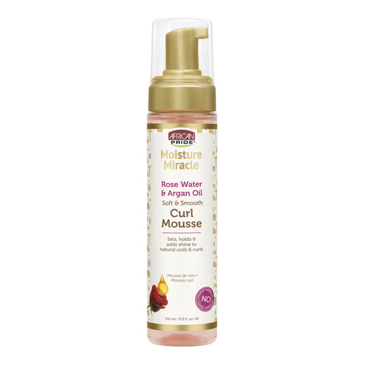 African Pride - Moisture Miracle Rose Water & Argan Oil Soft & Smooth Curl Mousse - 251ml