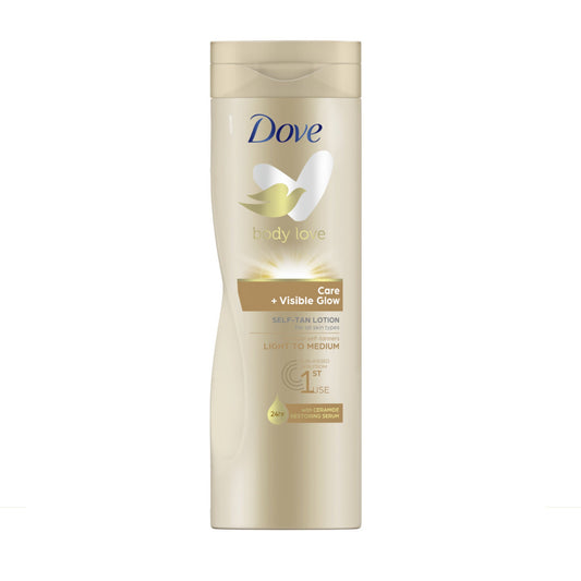 Dove - Body Love Care + Visible Glow Self Tan Lotion With Ceramide Restoring Serum - Light To Medium - 400ml