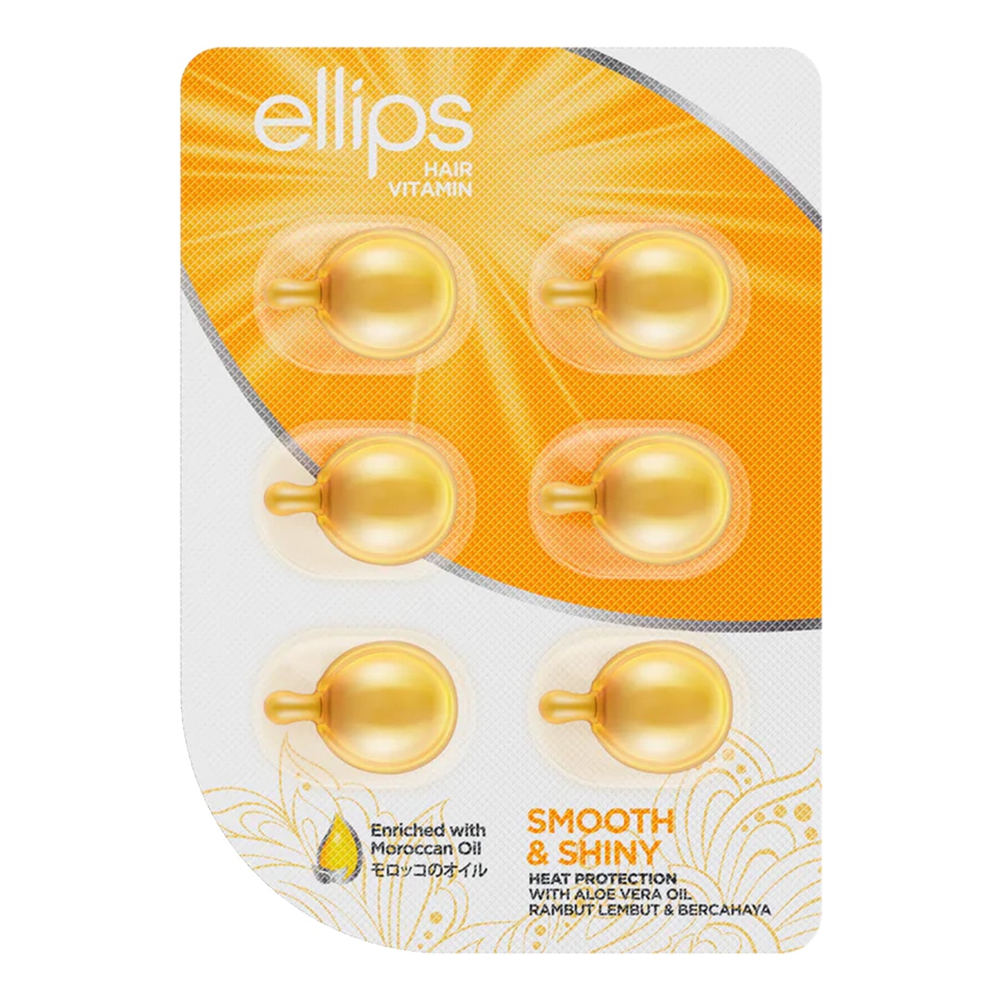 Ellips - Smooth & Shiny Heat Protection With Aloe Vera Oil Enriched With Moroccan Oil - 6 Capsules