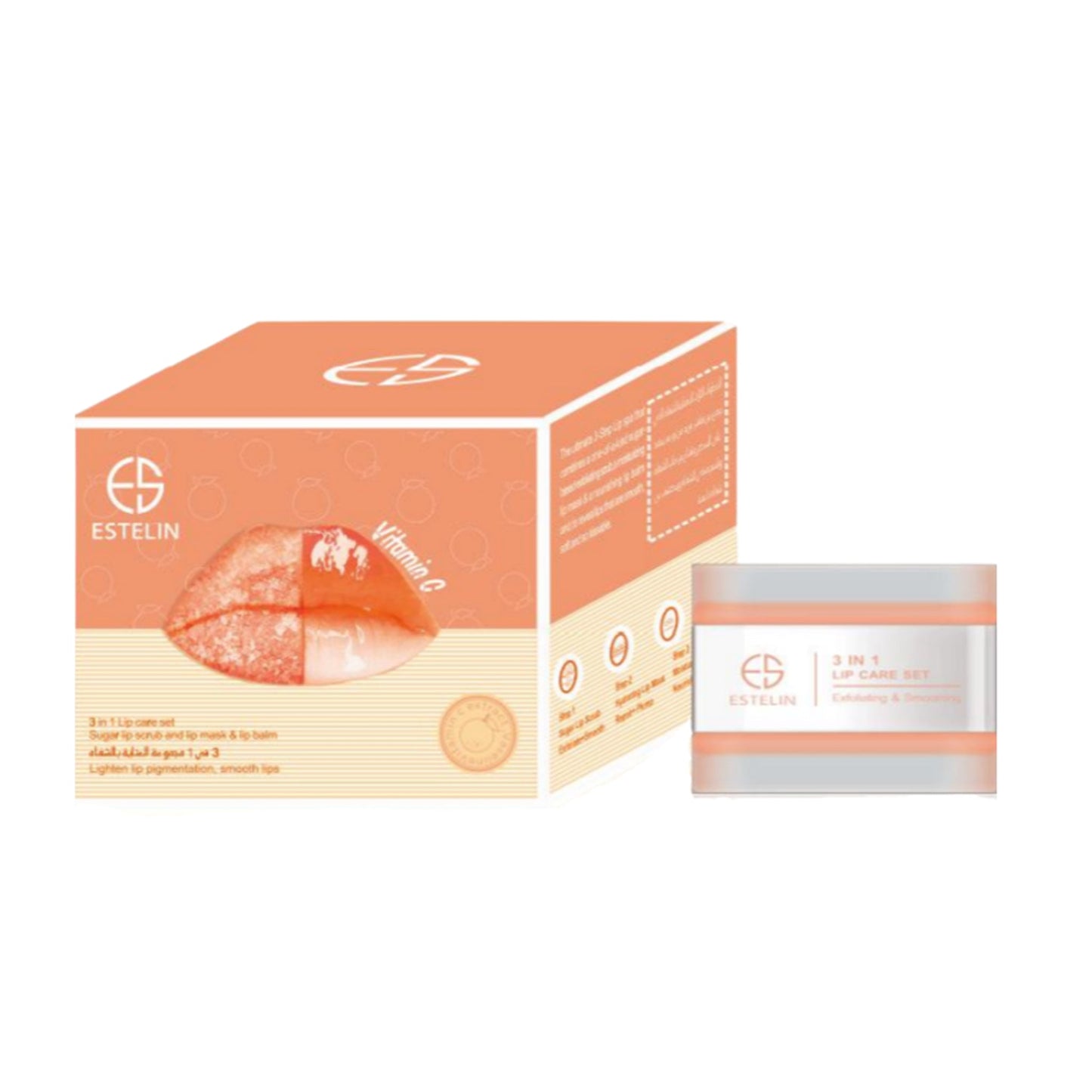 Estelin - 3 In 1 Lip Care Set - Sugar Lip Scrub, Lip Mask & Lip Balm - Vitamin C - 5g