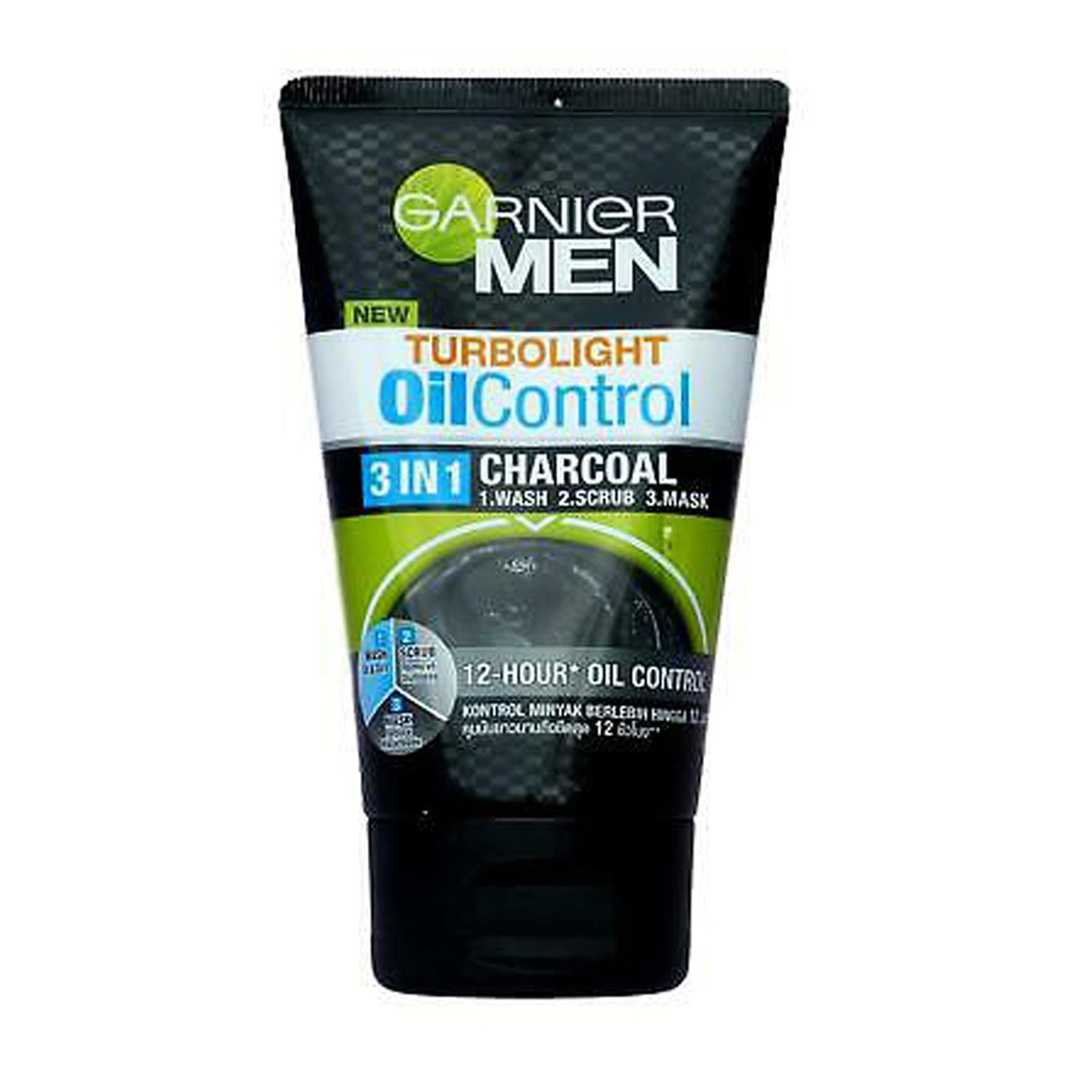 Garnier Men - Turbolight Oil Control 3 In 1 Charcoal Wash, Scrub & Mask - 100ml