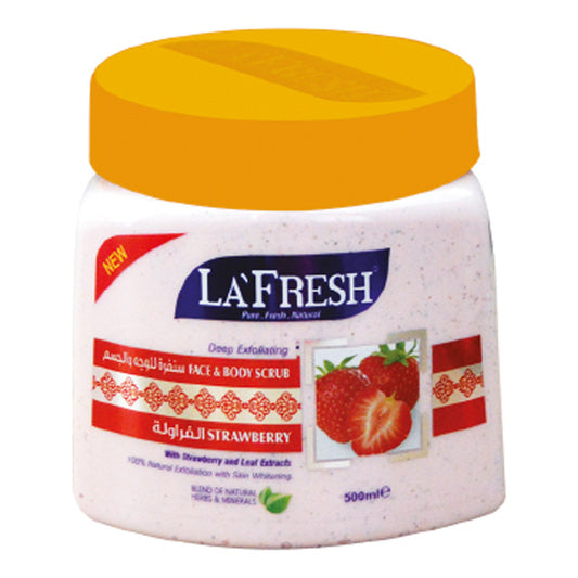 La Fresh - Deep Exfoliating Strawberry Face & Body Scrub With Strawberry & Leaf Extracts - 500ml