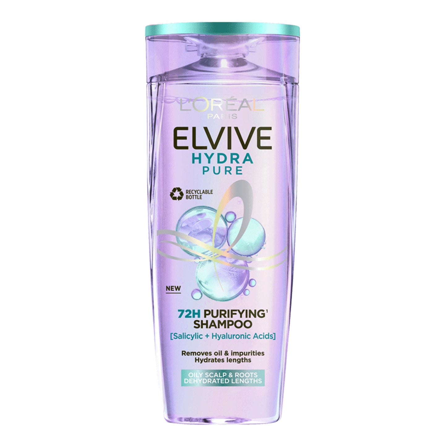 L'OREAL PARIS - ELVIVE HYDRA PURE 72H PURIFYING SHAMPOO WITH SALICYLIC + HYALURONIC ACIDS - 300ML