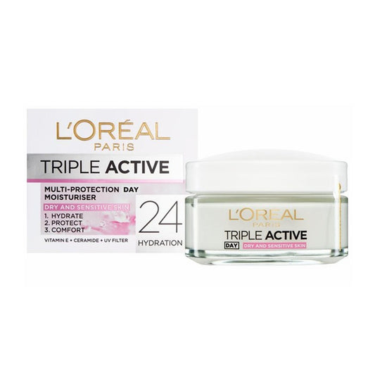 L'Oreal Paris - Triple Active Multi-Protection Moisture Day Cream For Dry & Sensitive Skin - 50ml