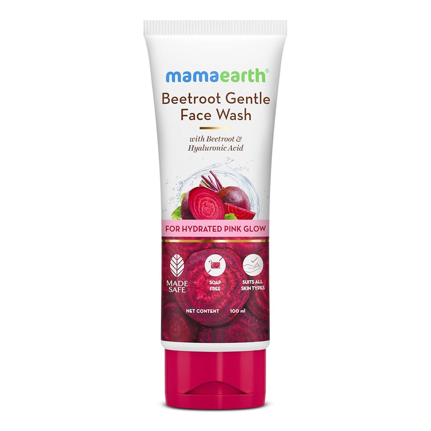 Mamaearth - Beetroot Gentle Face Wash With Beetroot & Hyaluronic Acid For Hydrated Pink Glow - 100ml