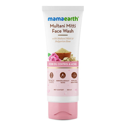 Mamaearth - Multani Mitti Face Wash With Multani Mitti & Bulgarian Rose For Oil Control & Acne - 100ml