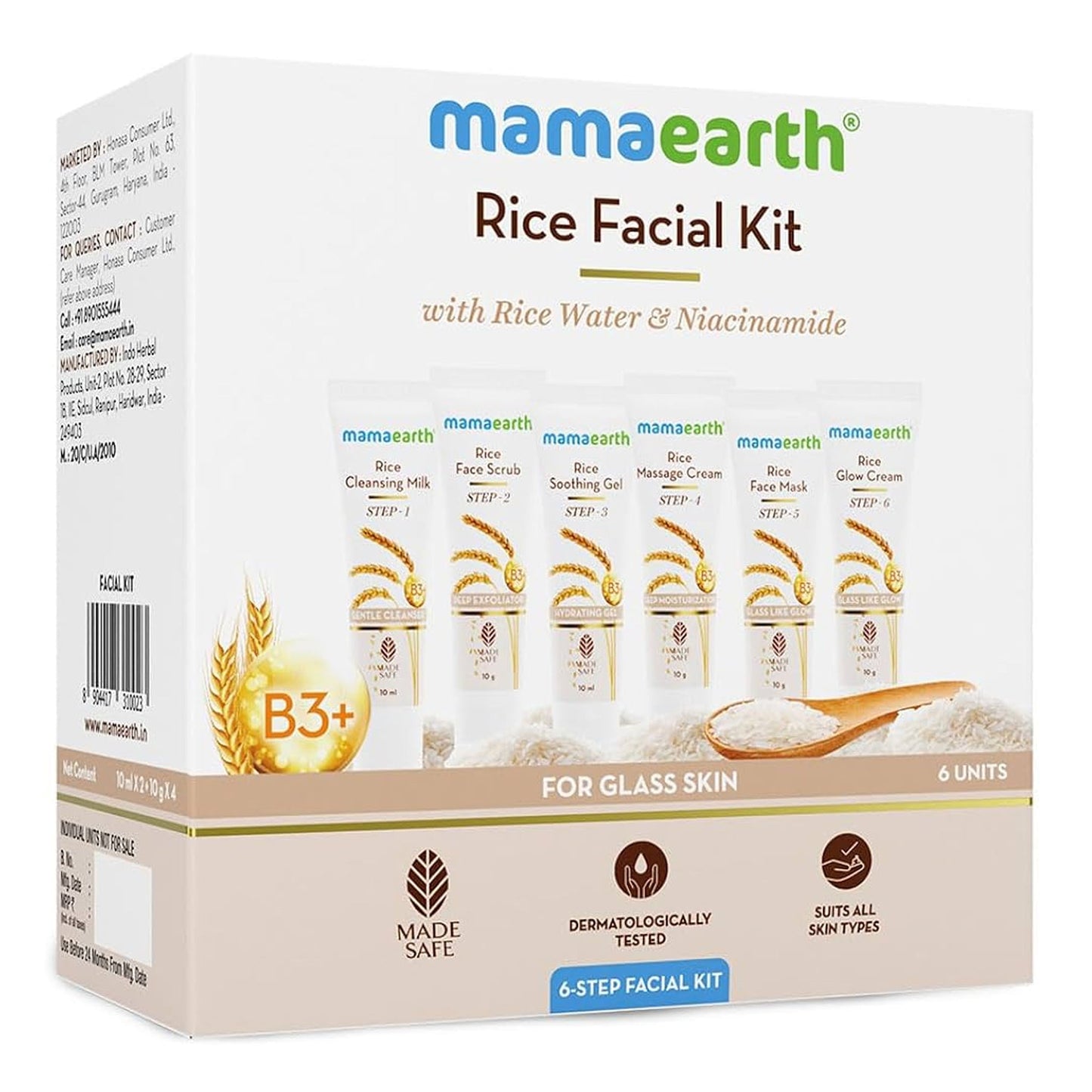 MAMAEARTH - RICE FACIAL KIT WITH RICE WATER & NIACINAMIDE - 60G
