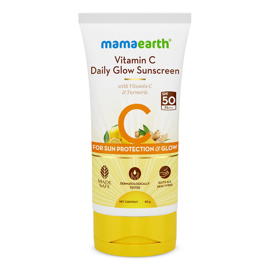 Mamaearth - Vitamin C Daily Glow Sunscreen With Vitamin C & Turmeric For Sun Protection & Glow SPF 50 PA+++ - 50g