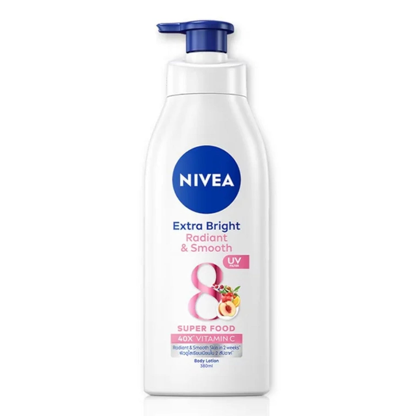 NIVEA - EXTRA BRIGHT RADIANT & SMOOTH 8 SUPER FOOD BODY LOTION WITH UV FILTER - 380ML