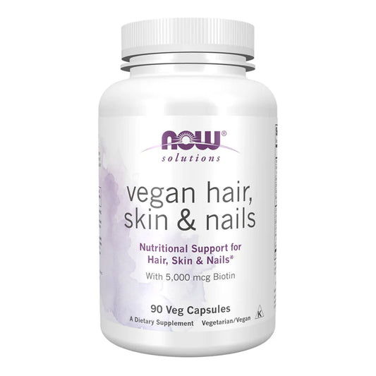 Now - Solutions Vegan Hair, Skin & Nails Capsules With 5000mcg Biotin - 90 Veg Capsules