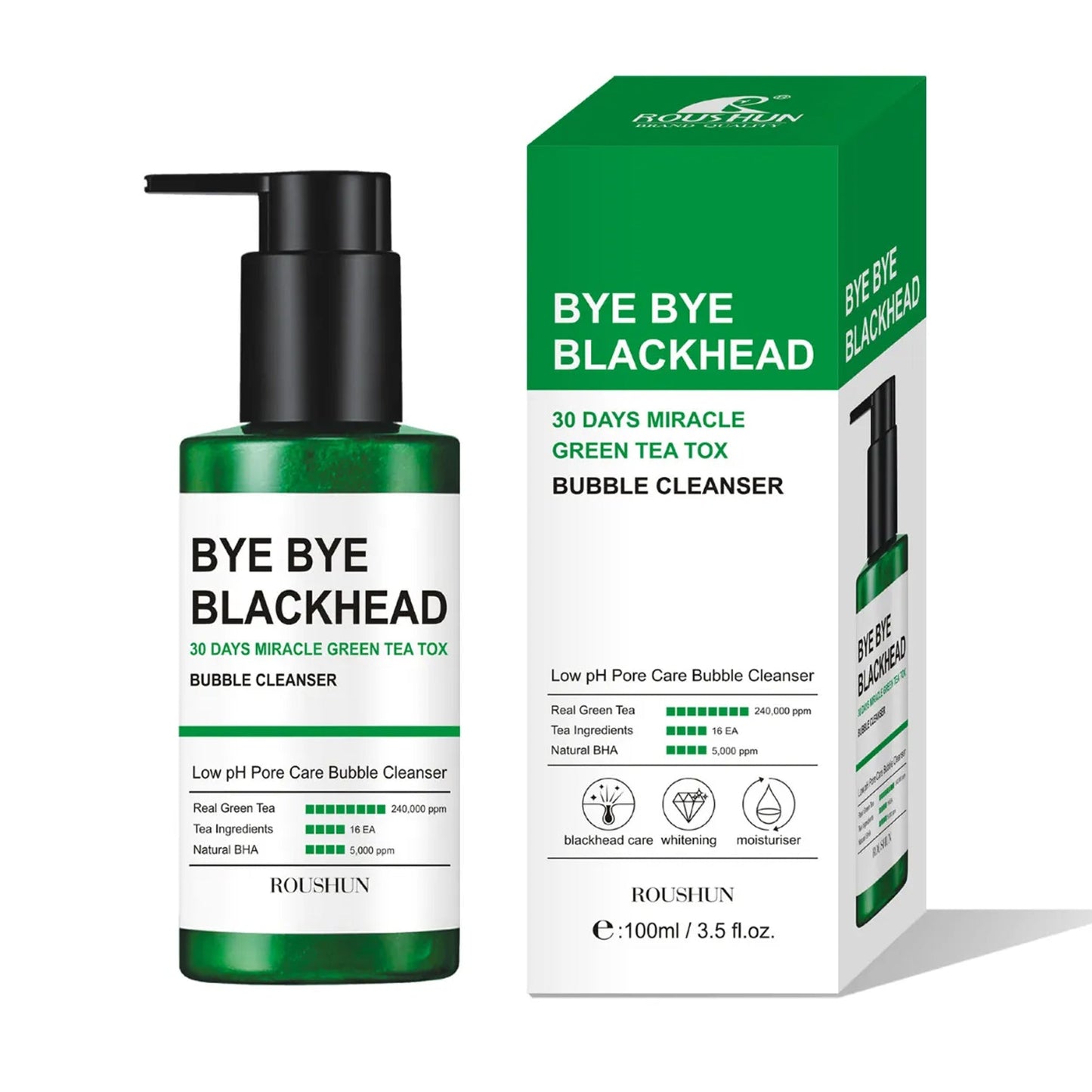 Roushun - Bye Bye Blackhead 30 Days Miracle Green Tea Tox Bubble Cleanser - 100ml