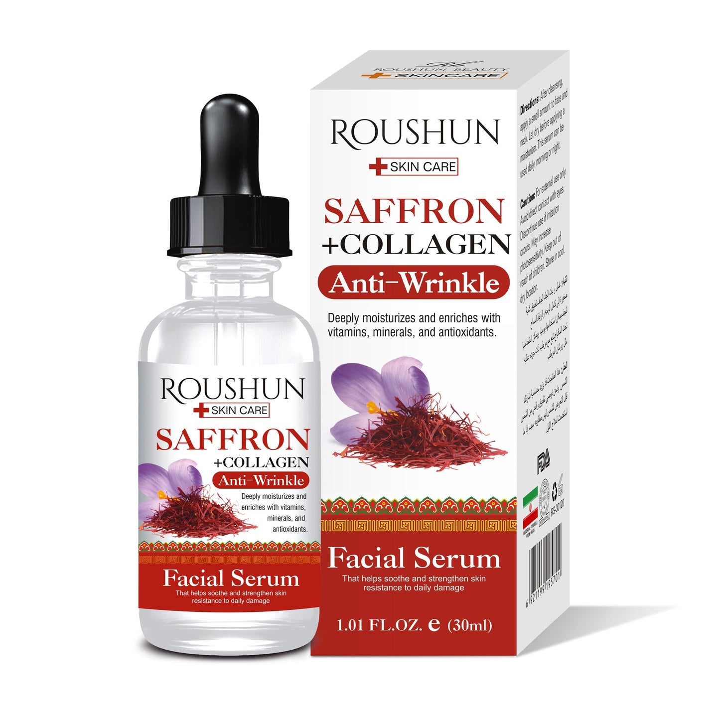 Roushun - Skin Care Saffron + Collagen Anti-Wrinkle Facial Serum - 30ml