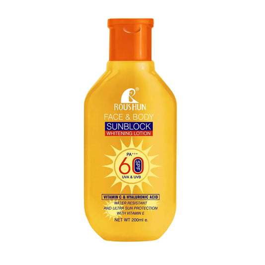 Roushun - Face & Body Sunblock Whitening Lotion With Vitamin C & Hyaluronic Acid SPF 60 PA+++ - 200ml