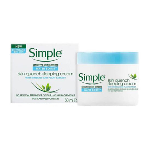 Simple - Water Boost Skin Quench Sleeping Cream With Minerals & Plant Extract - 50ml